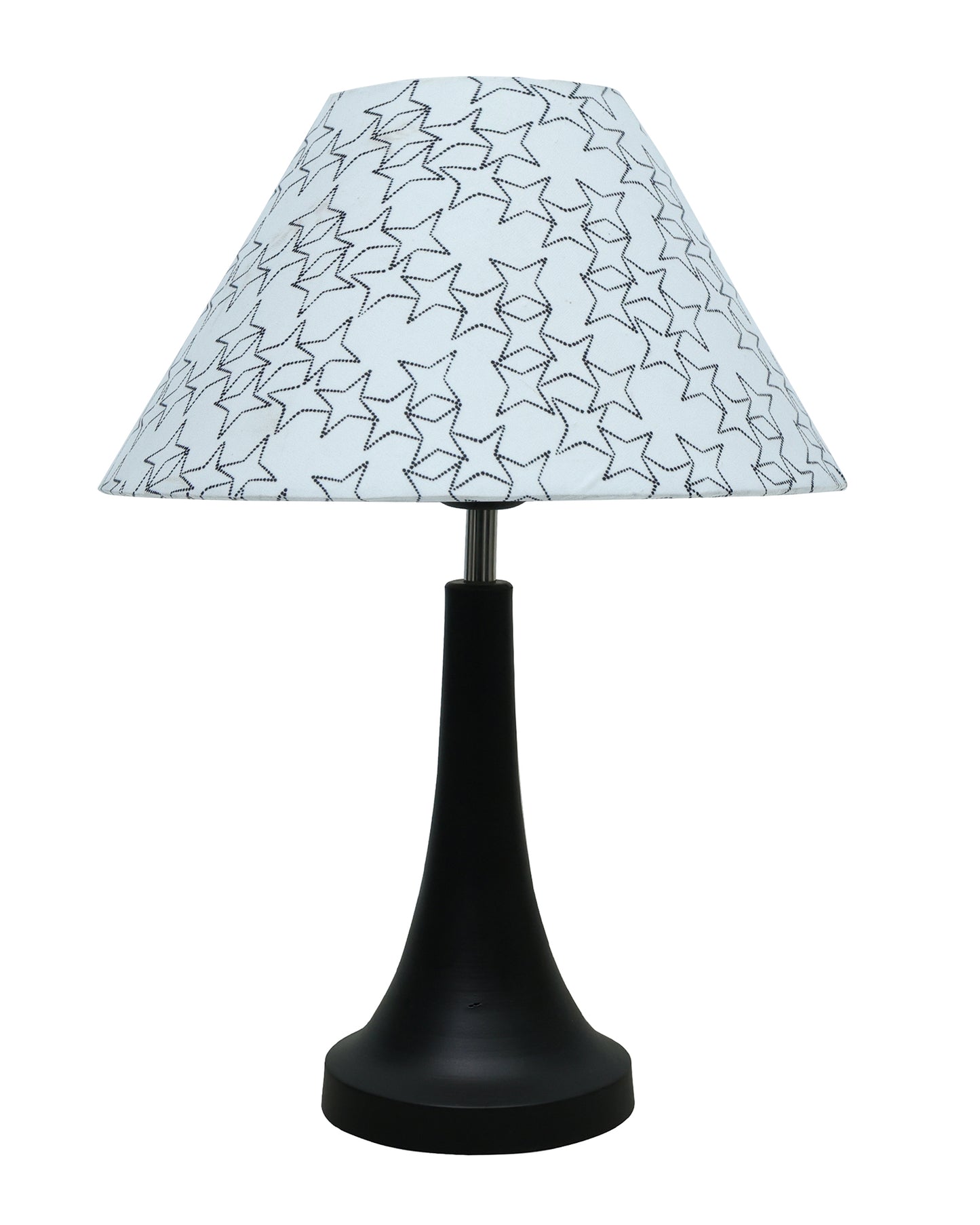 Black Metal Cone Table Lamp with Fabric Shade, B22 holder Nightstand Lamp