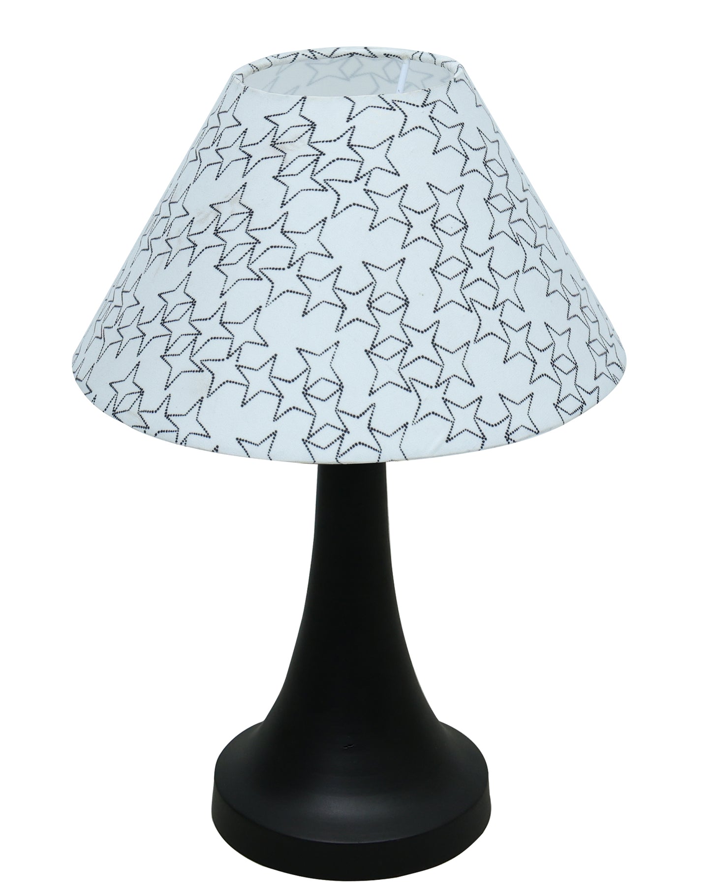 Black Metal Cone Table Lamp with Fabric Shade, B22 holder Nightstand Lamp