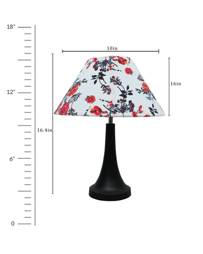 Black Metal Cone Table Lamp with Fabric Shade, B22 holder Nightstand Lamp