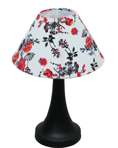 Black Metal Cone Table Lamp with Fabric Shade, B22 holder Nightstand Lamp