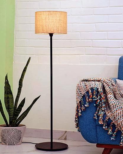 Floor Lamp with Wooden Base