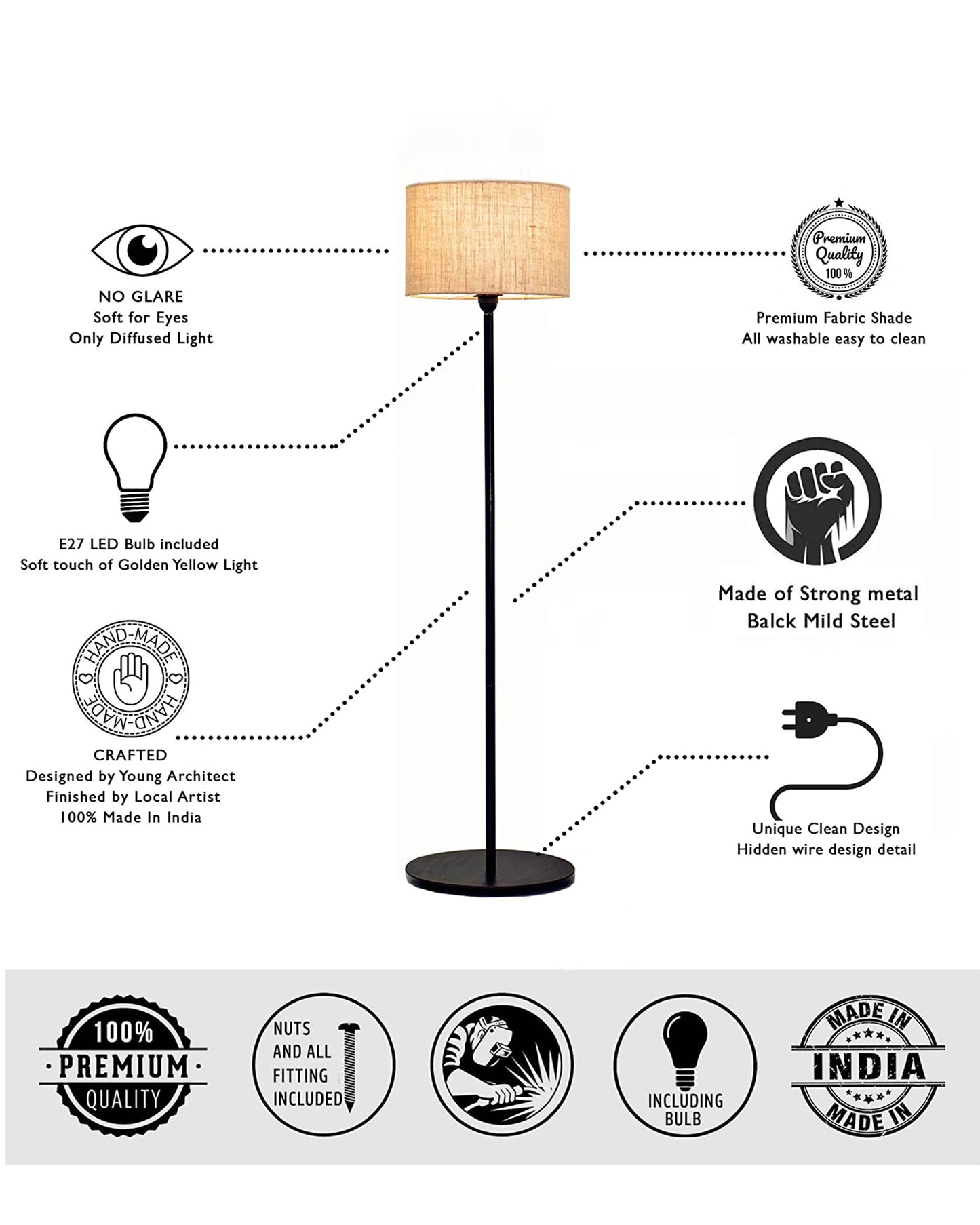 Floor Lamp with Wooden Base