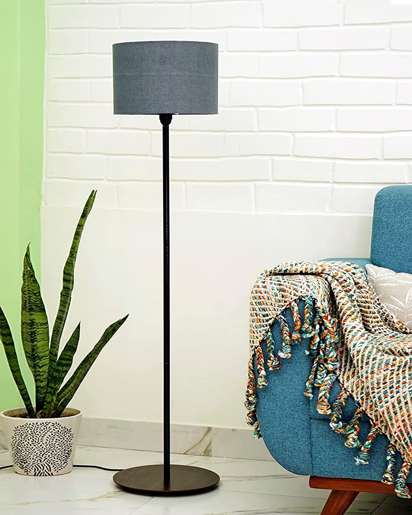 Floor Lamp with Wooden Base