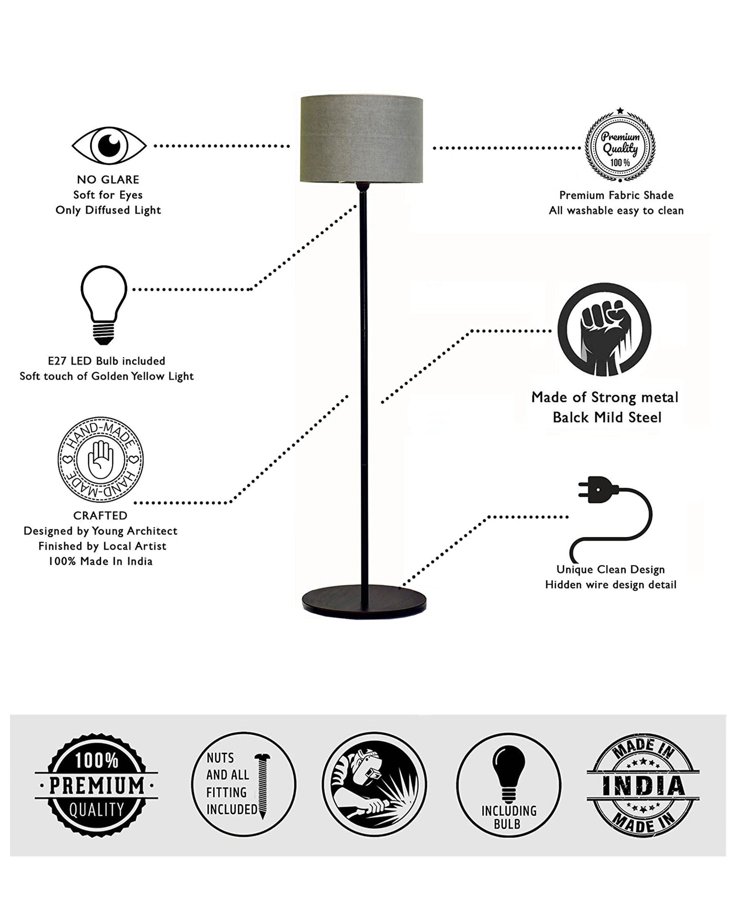 Floor Lamp with Wooden Base