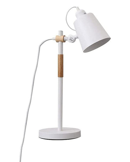 Nordic Style Metal Desk Lamp ,Modern Minimalist Adjustable Reading Lamp with Solid Natural Wood