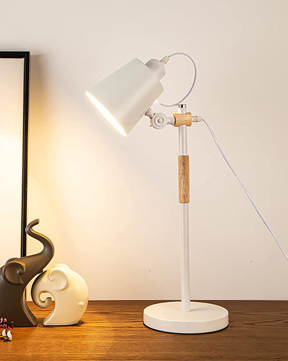 Nordic Style Metal Desk Lamp ,Modern Minimalist Adjustable Reading Lamp with Solid Natural Wood