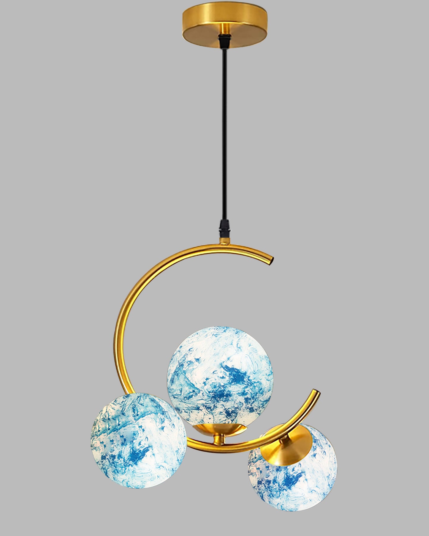 3 Globe Light Chandelier Hanging Light Gold Modern Ceiling Pendant Lamp Adjustable Cord Ceiling Light for Bedroom Living Dining Room