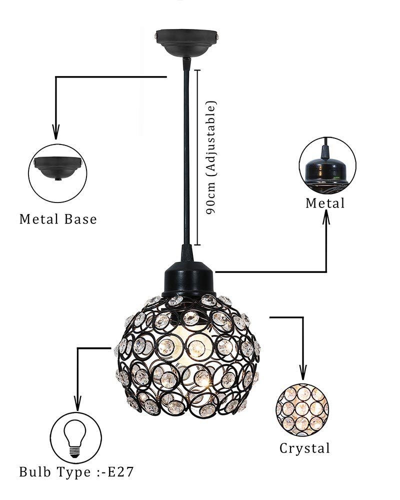 Crystal hanging light, ceiling lamp, Nordic E27 pendant, Dual Crystal Half Globe