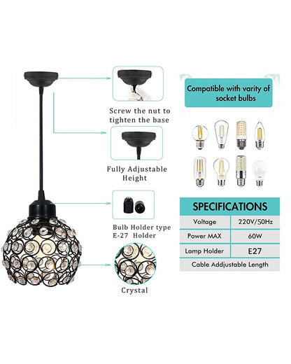 Crystal hanging light, ceiling lamp, Nordic E27 pendant, Dual Crystal Half Globe