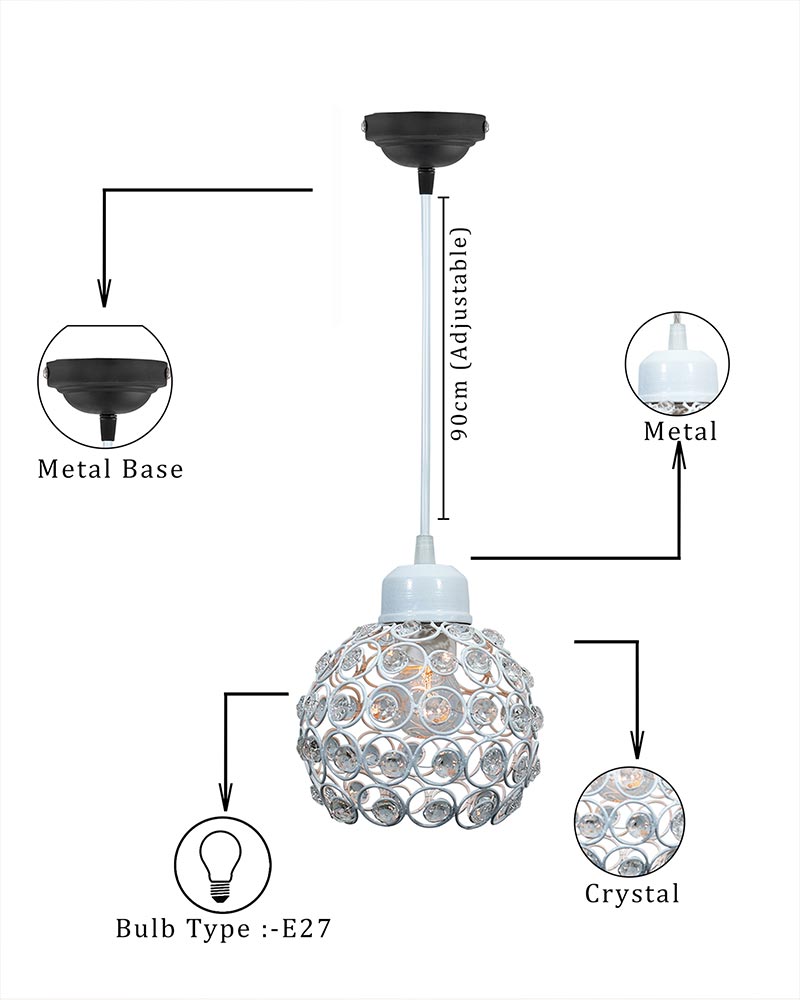 Crystal hanging light, ceiling lamp, Nordic E27 pendant, Dual Crystal Half Globe
