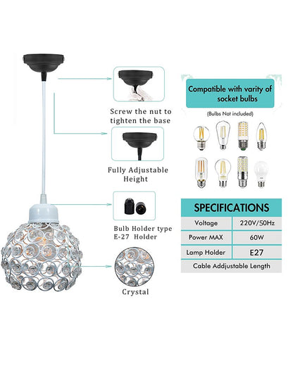 Crystal hanging light, ceiling lamp, Nordic E27 pendant, Dual Crystal Half Globe