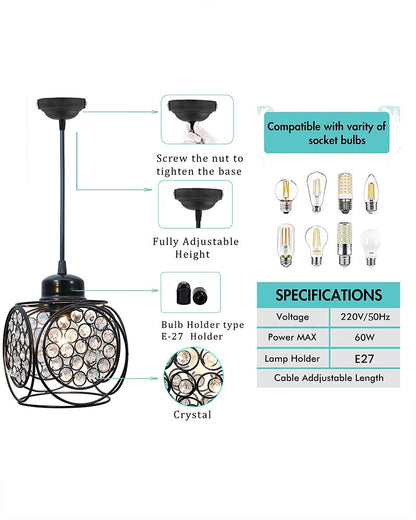 Crystal hanging light, ceiling lamp, Nordic E27 pendant, Ring Cube