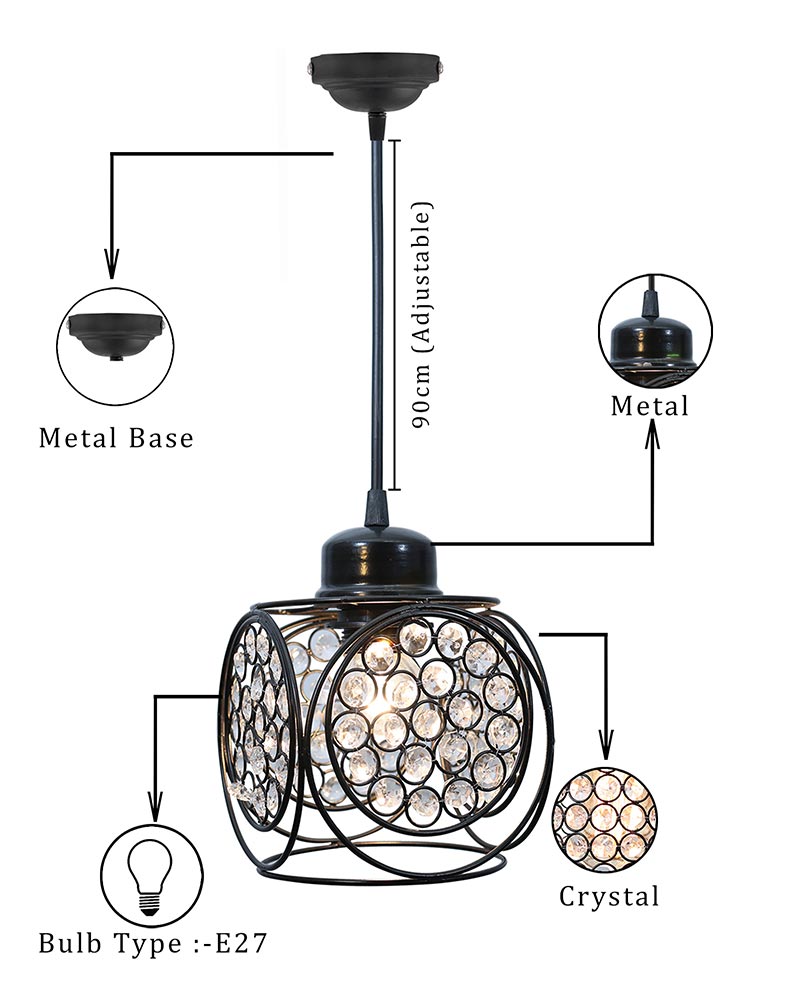 Crystal hanging light, ceiling lamp, Nordic E27 pendant, Ring Cube