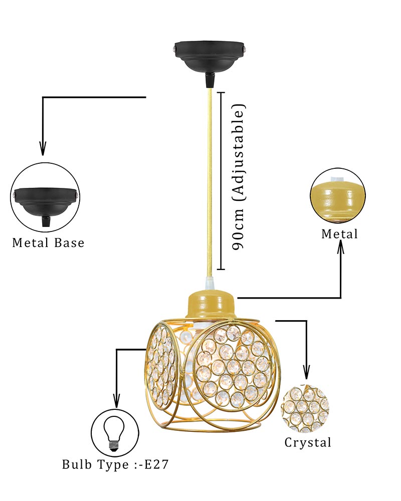 Crystal hanging light, ceiling lamp, Nordic E27 pendant, Ring Cube