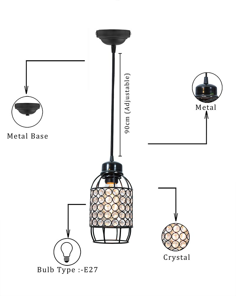 Crystal hanging light, ceiling lamp, Nordic E27 pendant, Half Capsule