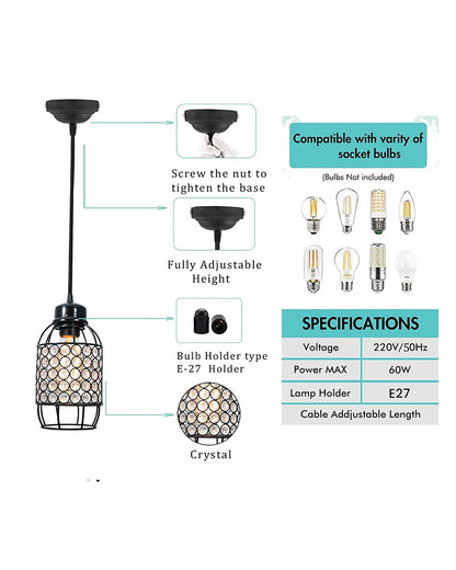 Crystal hanging light, ceiling lamp, Nordic E27 pendant, Half Capsule