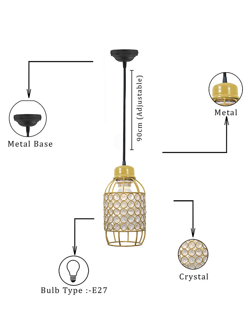 Crystal hanging light, ceiling lamp, Nordic E27 pendant, Half Capsule
