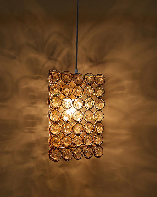 Glossy Golden Crystal hanging light, ceiling lamp, Nordic E27 pendant, Dual Ring Triangle