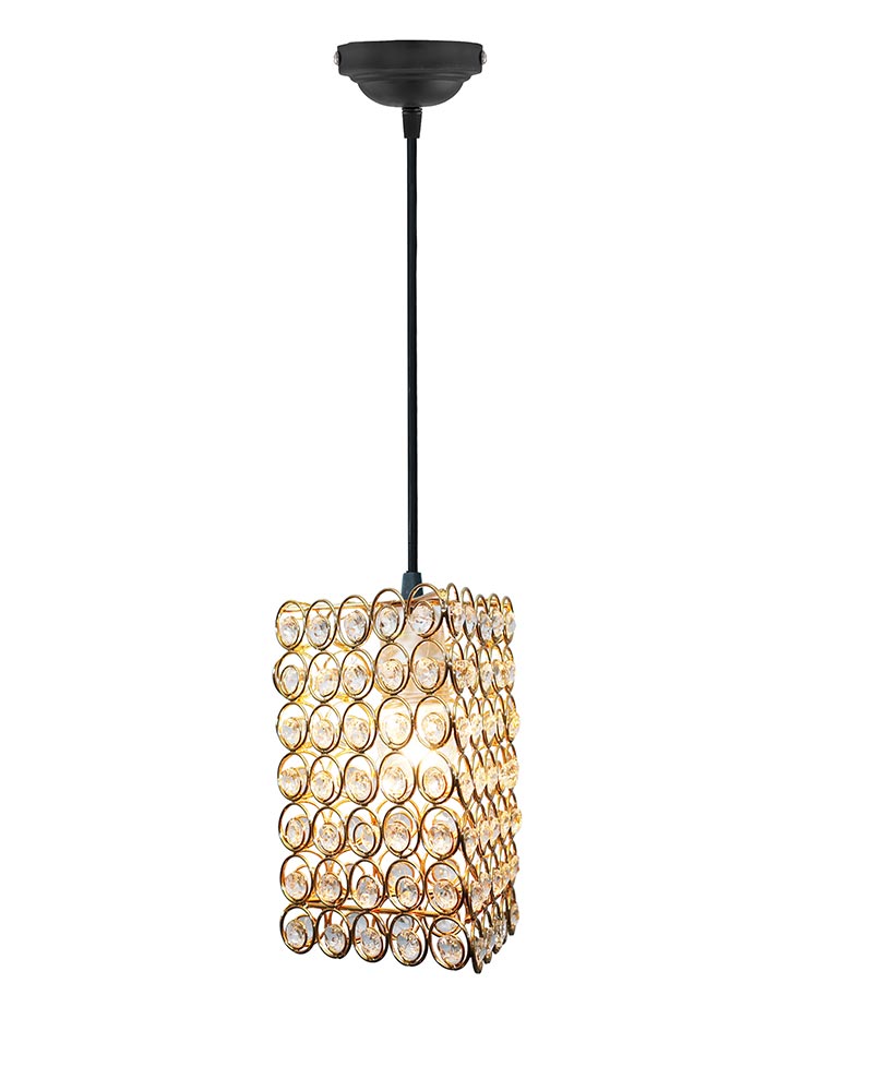 Glossy Golden Crystal hanging light, ceiling lamp, Nordic E27 pendant, Dual Ring Triangle