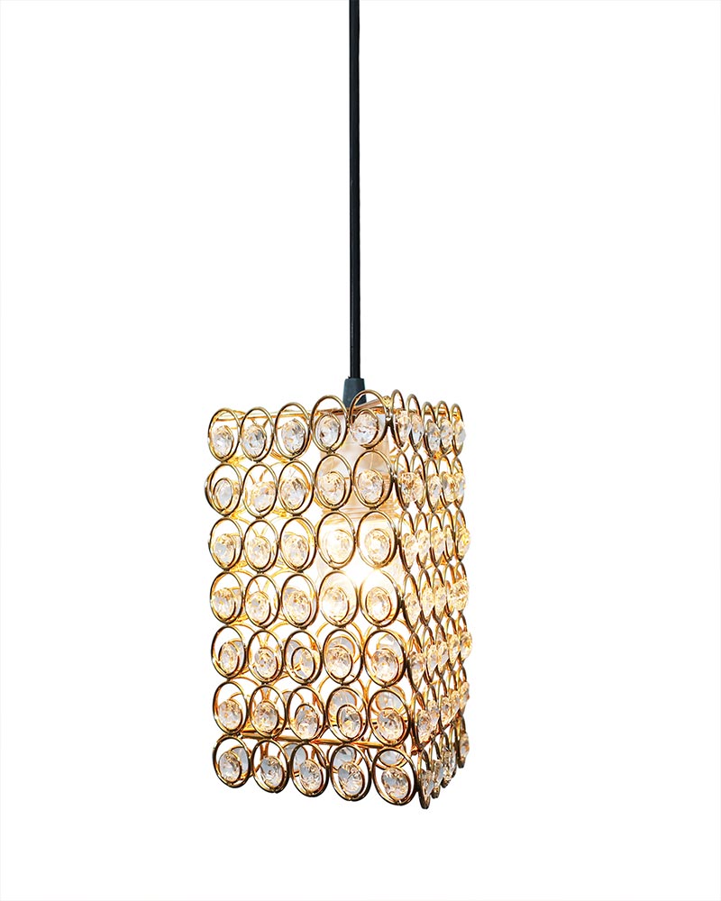 Glossy Golden Crystal hanging light, ceiling lamp, Nordic E27 pendant, Dual Ring Triangle