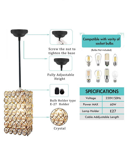 Glossy Golden Crystal hanging light, ceiling lamp, Nordic E27 pendant, Dual Ring Triangle