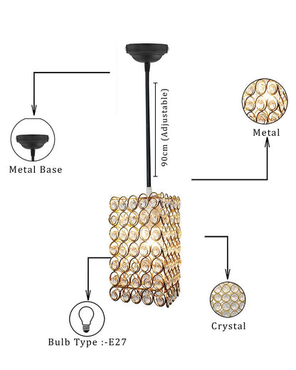 Glossy Golden Crystal hanging light, ceiling lamp, Nordic E27 pendant, Dual Ring Triangle