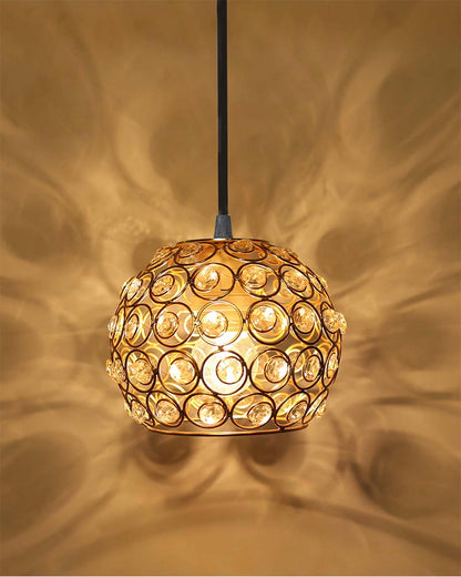 Glossy Gold Crystal hanging light, ceiling lamp, Nordic E27 pendant, Dual Ring Half Round