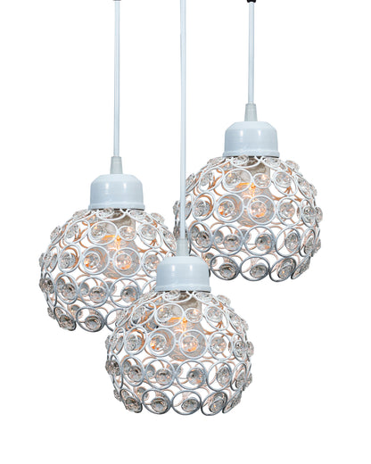 3-lights Round Cluster Chandelier Crystal hanging Pendant Light, Dual Crystal half globe