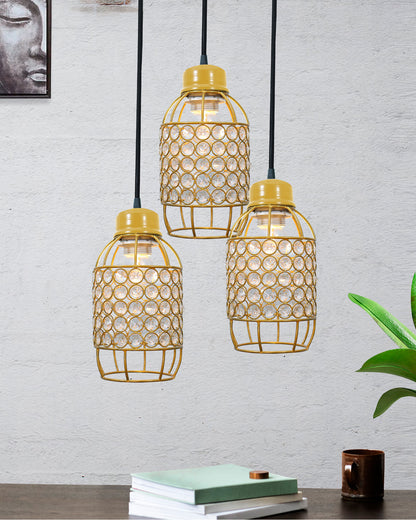 3-lights Round Cluster Chandelier Crystal hanging Pendant Light, Half Capsule