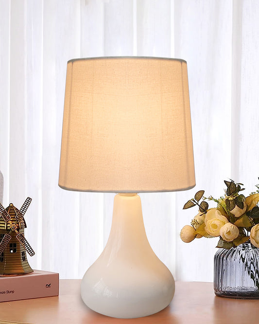 Modern Small Ceramic Table Lamp With Fabric Shade Classic Bedside Desk lamp