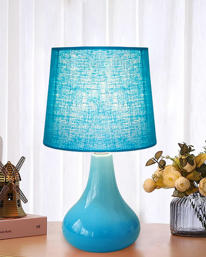 Modern Small Ceramic Table Lamp With Fabric Shade Classic Bedside Desk lamp