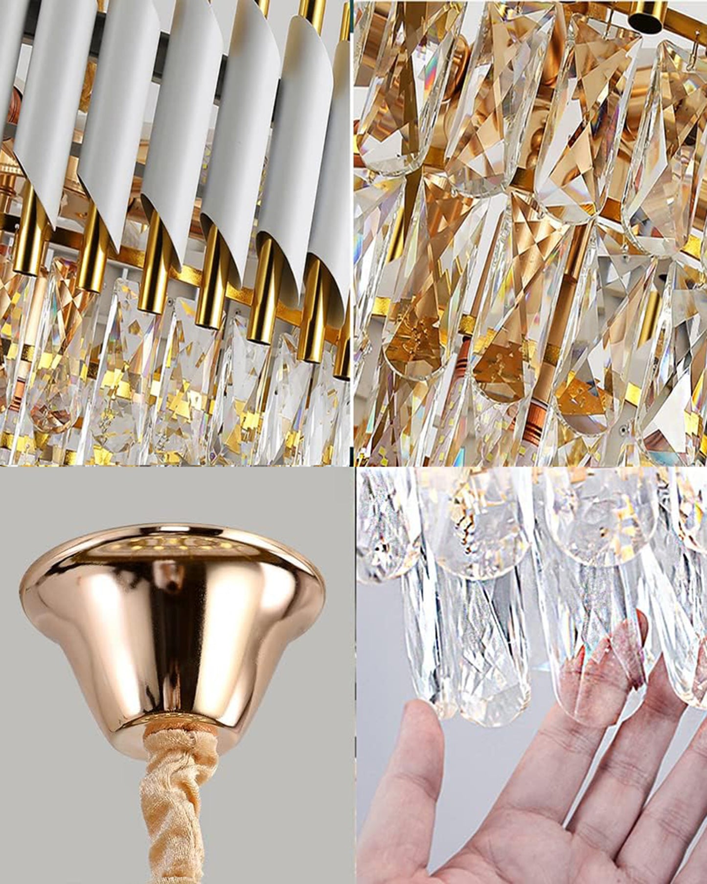 Homesake® 15" 5-Light Modern Crystal Chandelier Light Fixtures 3-Tier White Luxury Chandeliers for Dining Room Round Hanging Pendant Lighting for Living Room Kitchen Entryway, Bedroom Hallway 400mm, White