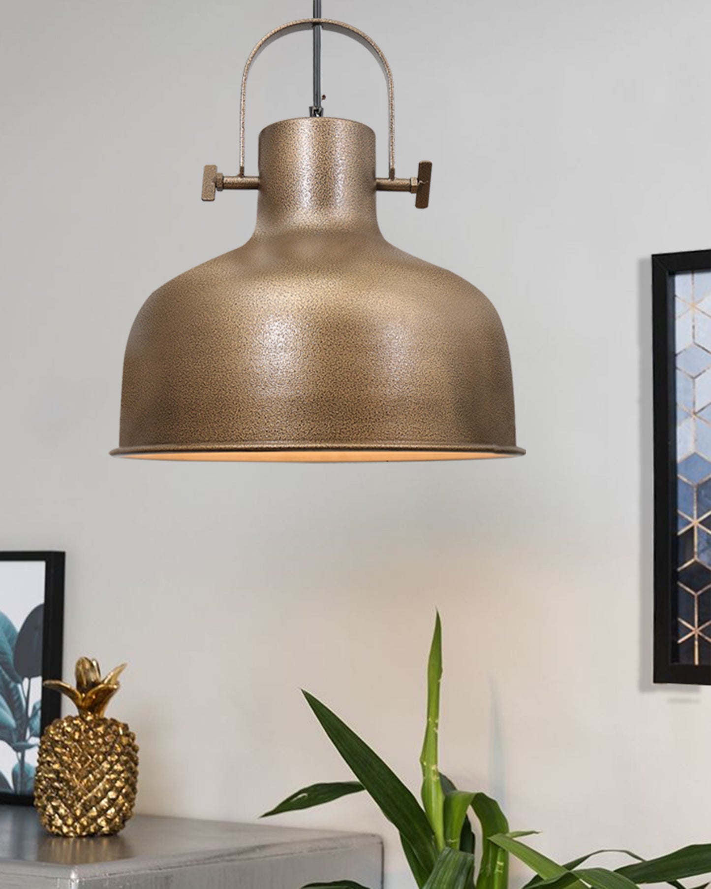Nautical Barn Pendant Light Retro Pendant Light 14"Wide 1-Light Pendant Lamp with Dome Shape Ceiling Chandelier, Farmhouse