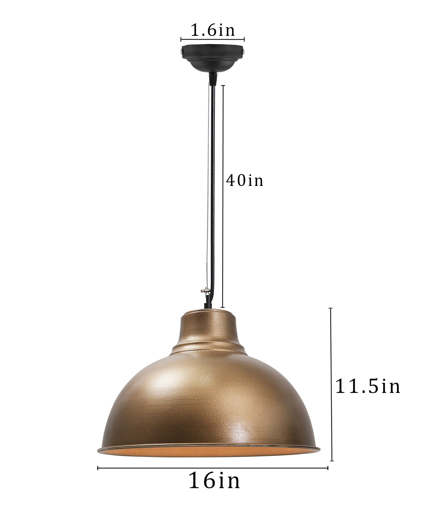 Nautical Barn Pendant Light Retro Pendant Light 16"" Wide 1-Light Pendant Lamp with Dome Shape Ceiling Chandelier, Inverted