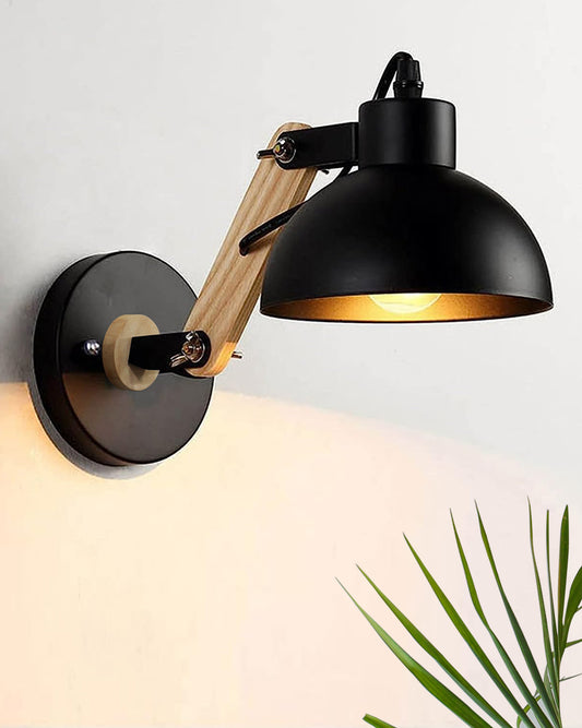 Wall light fixtures Industrial Sconce, E27 Base Vintage Wall Lamp Vintage Adjustable Wooden Swing Movement Arm Living Room Bedroom Study