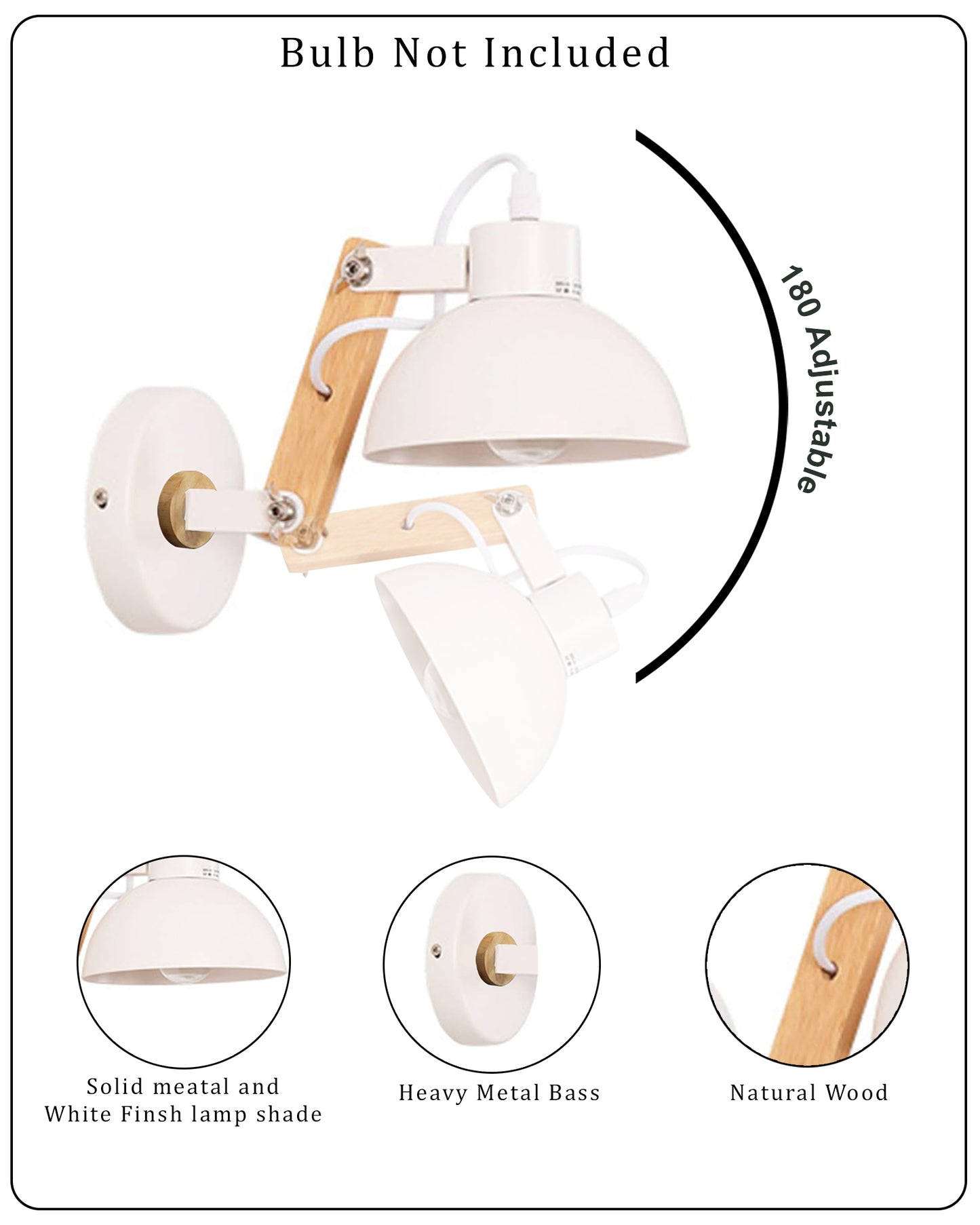 Wall light fixtures Industrial Sconce, E27 Base Vintage Wall Lamp Vintage Adjustable Wooden Swing Movement Arm Living Room Bedroom Study
