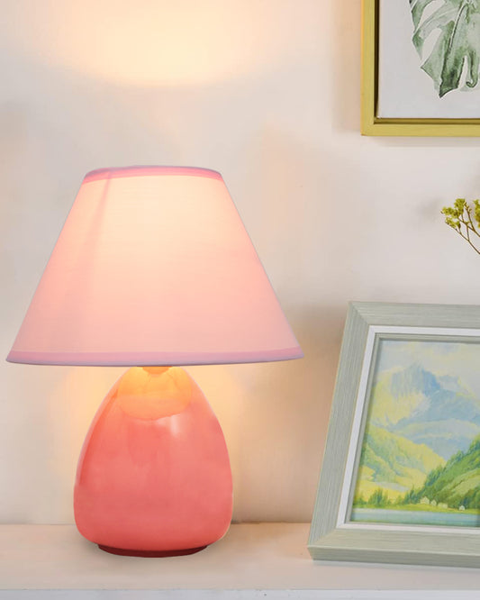 Modern Small Ceramic Table Lamp, Classic Bedside Desk lamp for Living Room Bedroom, Farmhouse Night , Urn