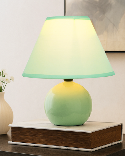 Modern Small Ceramic Table Lamp, Classic Bedside Desk lamp for Living Room Bedroom, Farmhouse Night