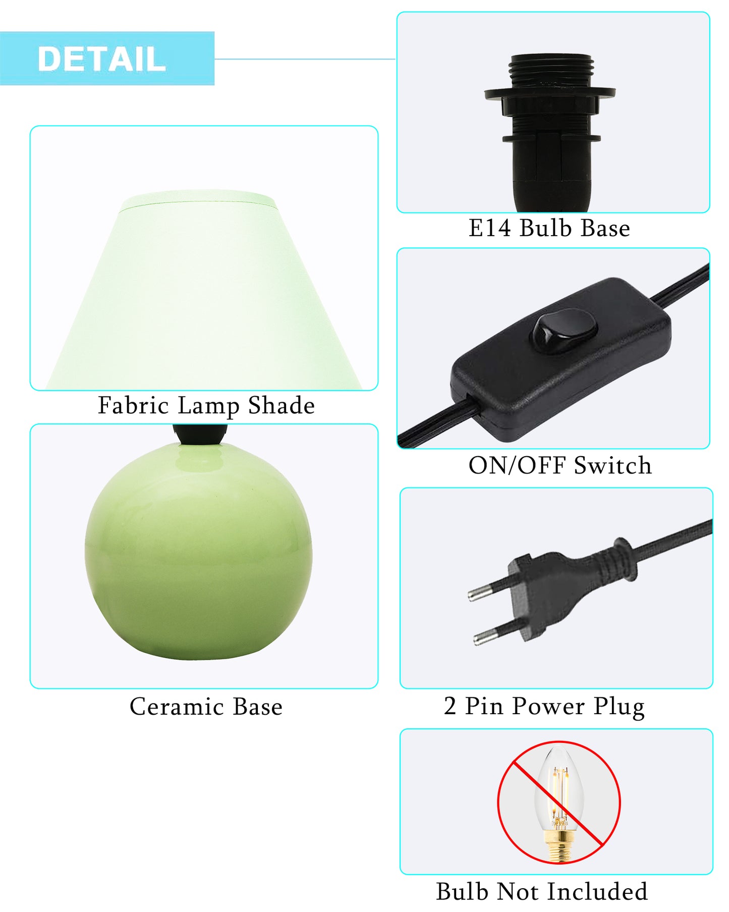 Modern Small Ceramic Table Lamp, Classic Bedside Desk lamp for Living Room Bedroom, Farmhouse Night