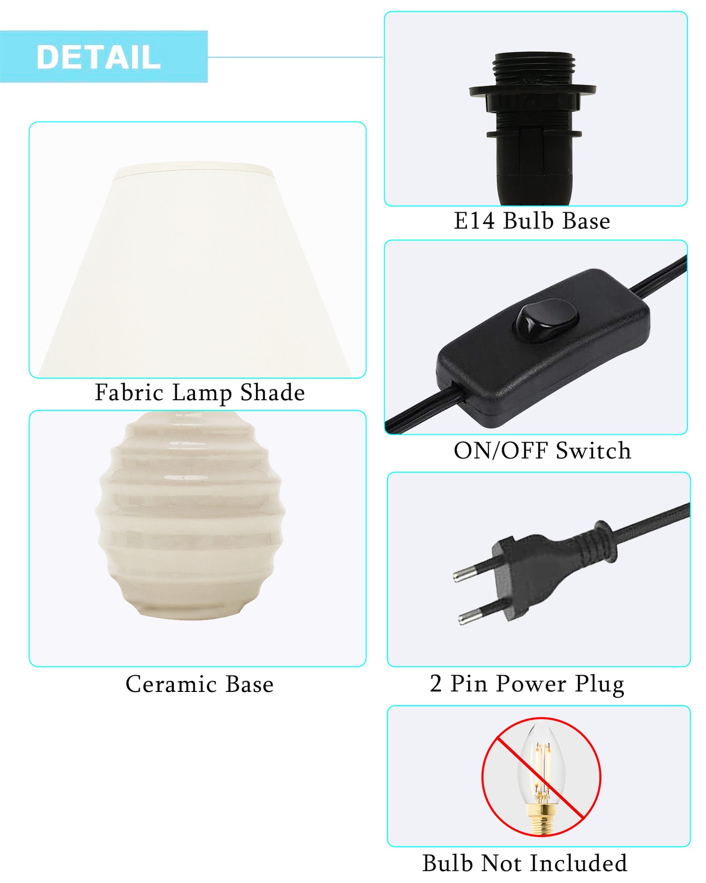 Modern Small Ceramic Table Lamp, Classic Bedside Desk lamp for Living Room Bedroom, Farmhouse Night