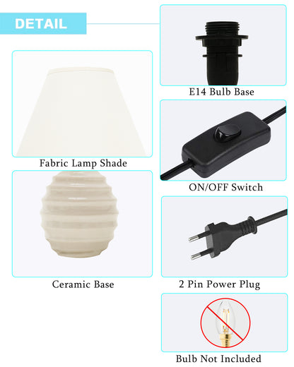 Modern Small Ceramic Table Lamp, Classic Bedside Desk lamp for Living Room Bedroom, Farmhouse Night