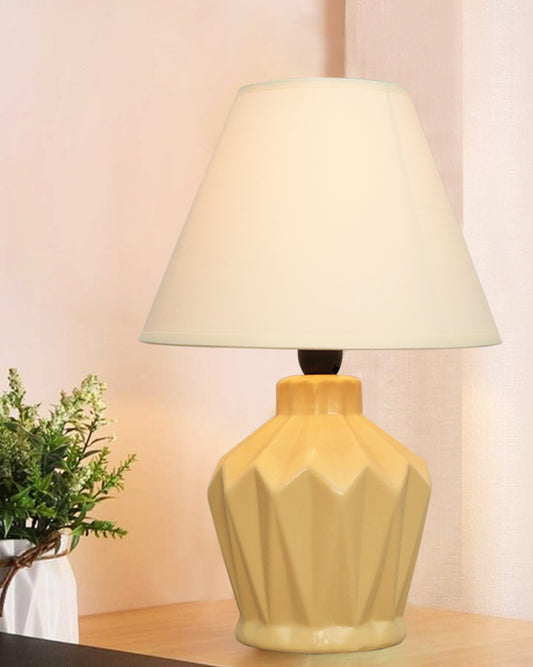 Modern Small Ceramic Table Lamp, Classic Bedside Desk lamp for Living Room Bedroom, Farmhouse Night