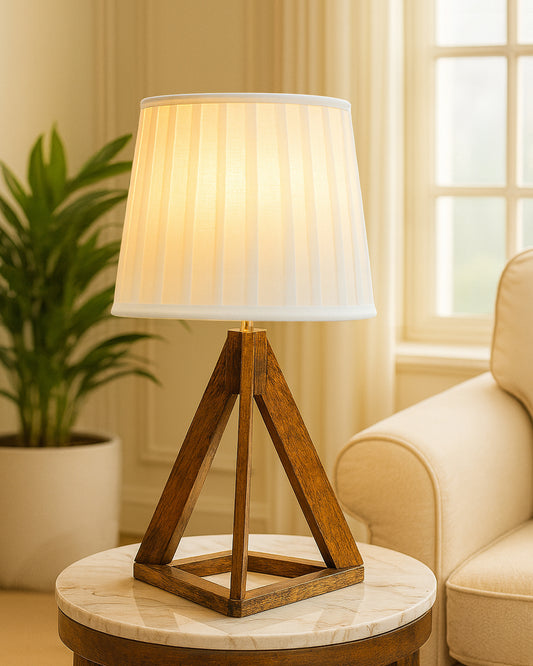 Industrial French Country Rustic Bedside Desk Nightstand Lamp for Bedroom Living Room Office College Bookcase, Dark Burn Finish, Triangle