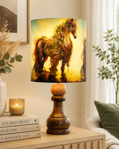Chess Bedside Table Desk Lamp Rustic Wood Base Fabric Shade for Décor, Accent Light, Gameroom, Kids', Living Room, Bedroom, Office