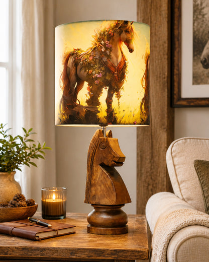Chess Bedside Table Desk Lamp Rustic Wood Base Fabric Shade for Décor, Accent Light, Gameroom, Kids', Living Room, Bedroom, Office, Resturant