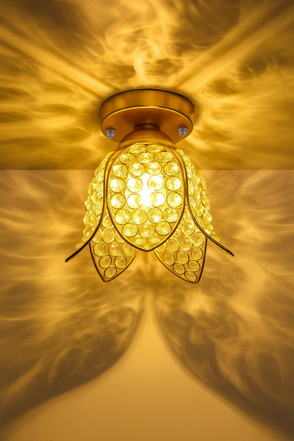 Metal Lotus Crystal Flush Mount Ceiling Light, for Hallway Light Fixture Ceiling