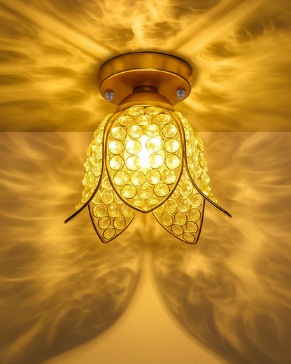 Metal Lotus Crystal Flush Mount Ceiling Light, for Hallway Light Fixture Ceiling