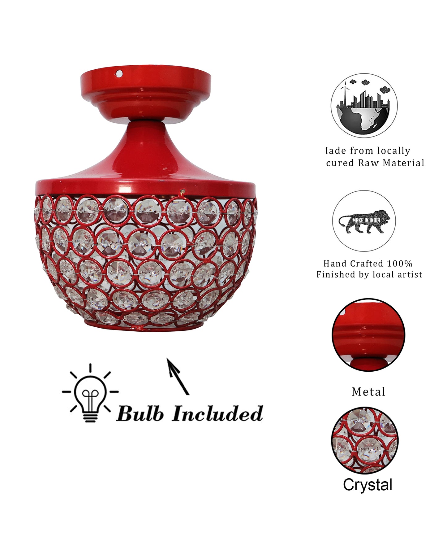 Semi Flush Mount Ceiling Light, Crystal Semi Flush Mount Light Fixture,Metal Crystal Flush Mount Ceiling Light, for Hallway Light Fixture
