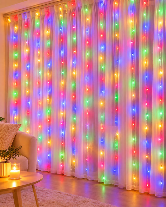 8 Modes Curtain Lights Copper String 200 LEDs 10 Fairy Light 2Mtr for Diwali,Hom