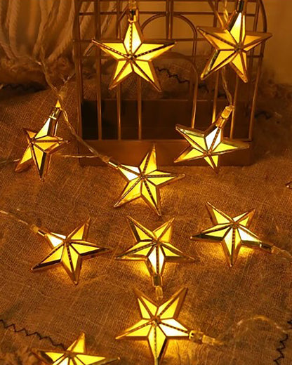 String Lights, Moroccon Copper Lights 5M 14LED Indoor Outdoor Fairy Globe String Lights,for Garden,Patio,Christmas,Wedding,Home, Party Decoration (Warm White), Golden Star
